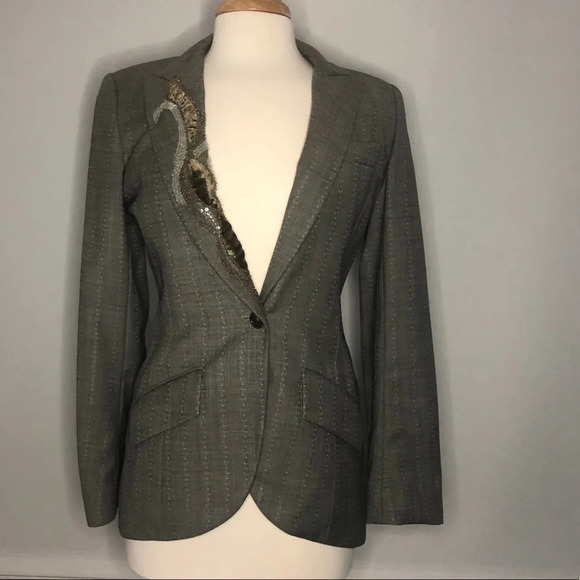 Yigal Azrouel Gray Wool Tuxedo Blazer Size 6 - Picture 2 of 11
